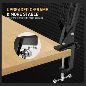 Maono BA20 Boom Arm Microphone Stand, Adjustable Metal Suspension Mic Boom Arm, Desk Clamp, 3/8" to 5/8" Screw Adapter, Max Load 1KG, Black