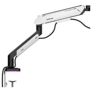 AndaSeat Stealth Pro II RGB Ergonomic Single Monitor Arm, Up to 42 Inch, Quick Release VESA Plate 75x75mm and 100x100mm, 2-15kg Support, White