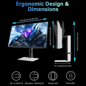KTC M27T6 27 Inch QHD Mini LED Gaming Monitor, 2560x1440, 180Hz, 1ms, VESA DisplayHDR 1400, 148% sRGB, Fast IPS, FreeSync and G-Sync Compatible, DP1.4, 2x HDMI2.0, USB, VESA, White