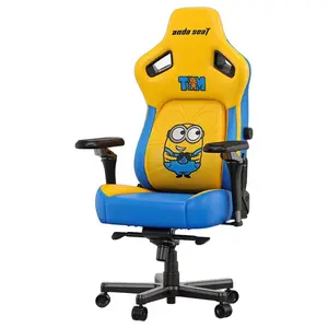 AndaSeat Kaiser 4 XL Minions Bob Gaming Chair, Premium PVC Leather, 6D Armrest, 24 Degree Pop-Out Lumbar With Any-Angle Lock, Magnetic Memory-Foam Head Pillow With Cooling Layer, Bob Besties, AD12YDDC-XLL-41-YS-PV