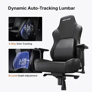 Anda Seat Phantom 4 Pro Office Gaming Chair, Ergonomic Dynamic Lumbar Support, High Back Reclining 90-135 Degrees, Magnetic Head Pillow, 3D 360 Degree Rotating Armrests, Height Adjustable, Black PVC, AD18YSDC-72-BD-PV-B02