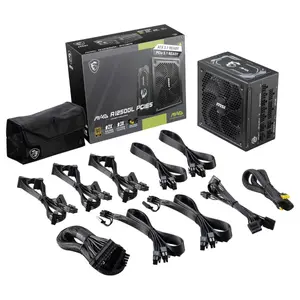 MSI MAG A1250GL PCIE5 Fully Modular Compact Gaming Power Supply, 1250W, 80 Plus Gold, ATX 3.1 and PCIe 5.1 Ready, Native Dual-Color 12V-2x6 Cable