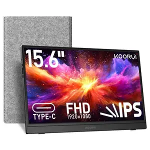 KOORUI E1512A 15.6 Inch FHD Portable Monitor, IPS 1920x1080 60Hz, HDMI 1.4 and 2x USB-C, FreeSync and HDR