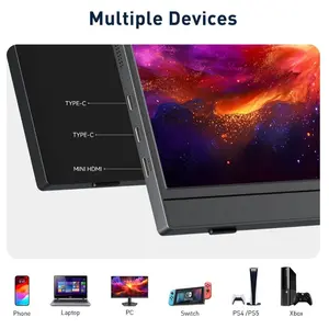 KOORUI E1512A 15.6 Inch FHD Portable Monitor, IPS 1920x1080 60Hz, HDMI 1.4 and 2x USB-C, FreeSync and HDR