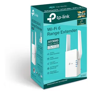 TP-Link RE705X AX3000 Mesh WiFi 6 Extender, Dual Band 2402Mbps 5GHz and 574Mbps 2.4GHz, OneMesh, AP Mode, Gigabit Ethernet Port