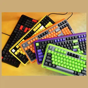 Rapoo ESK750 RGB Backlit Mechanical Gaming Keyboard, 98-Key Compact Layout, 60 Million Keystrokes Mechanical Switches, Full-Key Conflict-Free N-Key Rollover, Wired USB Plug-and-Play, Orange Grey Black, ESK750-98
