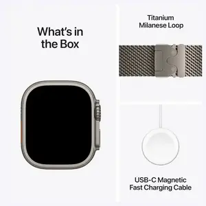 Apple Apple Watch Ultra 4, GPS + Cellular, 49mm, 64GB Storage, Titanium Case with Natural Titanium Milanese Loop - Natural
