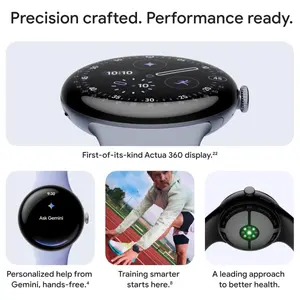 Google Pixel Watch 4 Smartwatch, 41mm Actua 360 Domed Display, 32GB Storage, LTE, Matte Black Case