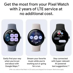 Google Pixel Watch 4 Smartwatch, 41mm Actua 360 Domed Display, 32GB Storage, LTE, Matte Black Case