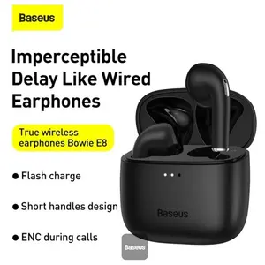 Baseus True Wireless Earphones Bowie, Bluetooth V5.0, 0.038s Low Latency Mode, ENC Calls With MEMS Microphones, Dual Device Switching, Type-C Flash Charge, Baseus Bowie E8 Black