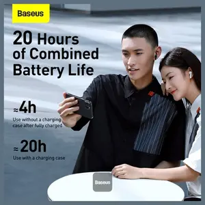 Baseus True Wireless Earphones Bowie, Bluetooth V5.0, 0.038s Low Latency Mode, ENC Calls With MEMS Microphones, Dual Device Switching, Type-C Flash Charge, Baseus Bowie E8 Black