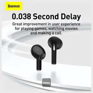 Baseus True Wireless Earphones Bowie, Bluetooth V5.0, 0.038s Low Latency Mode, ENC Calls With MEMS Microphones, Dual Device Switching, Type-C Flash Charge, Baseus Bowie E8 Black