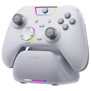 EasySMX X05 Pro Multiplatform Wireless Gaming Controller, Quiet Buttons, Charging Dock, 2.4GHz Wireless Bluetooth and Wired, Hall Effect Joysticks, 1000Hz Polling Rate, White