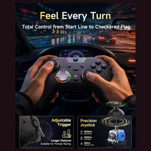 EasySMX X05Pro Wireless PC Gaming Controller with Smart Charging Dock, Hall Effect Joysticks, 1000Hz Polling, Dual-Stage Linear Triggers, PC Android iOS Switch Compatible, Black