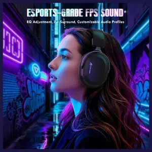 ATTACK SHARK L30 PRO Wireless Gaming Headset, 7.1 Surround Sound, 50mm Drivers, 20ms Low Latency, Tri-Mode 2.4GHz Bluetooth and 3.5mm AUX, Black