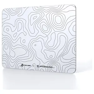 ATTACK SHARK CM05 Tempered Glass Gaming Mouse Pad, Ultra-Smooth Surface, 9H Tempered Glass, Low Surface Friction, Non-Slip PU Leather Bottom, 450x400mm or 410x310x5mm, White Contours