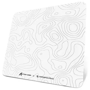 ATTACK SHARK CM05 Tempered Glass Gaming Mouse Pad, Ultra-Smooth Surface, 9H Tempered Glass, Low Surface Friction, Non-Slip PU Leather Bottom, 450x400mm or 410x310x5mm, White Contours