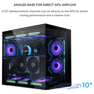 Lian Li O11D Mini V2 Compact ATX Mid-Tower PC Case, Pillar-Less Tempered Glass, Adjustable I-O, GPU Anti-Sag Brackets, Black