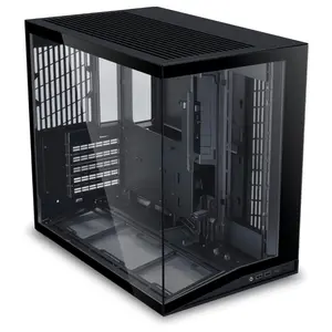 Lian Li O11D Mini V2 Compact ATX Mid-Tower PC Case, Pillar-Less Tempered Glass, Adjustable I-O, GPU Anti-Sag Brackets, Black