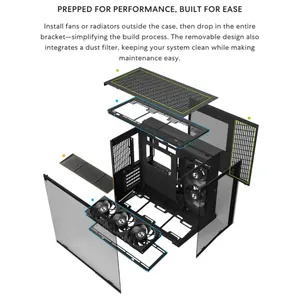 Lian Li O11D Mini V2 Compact ATX Mid-Tower PC Case, Pillar-Less Tempered Glass, Adjustable I-O, GPU Anti-Sag Brackets, Black