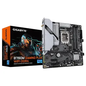 GIGABYTE B760M Gaming Plus WiFi DDR4 Motherboard, LGA 1700, Intel B760, M-ATX, 2x M.2 PCIe 4.0, Front USB 3.2 Gen 1 Type-C, 6GbE LAN, Q-Flash Plus, EZ-Latch