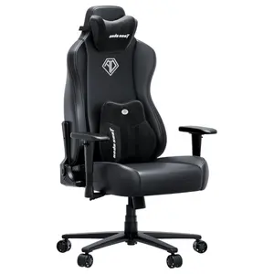 AndaSeat Novis Ultra XL Series Ergonomic Gaming Chair, 5cm Raised Lumbar, Memory Foam Lumbar, Adjustable Armrests, Premium PVC Leather, Elegant Black