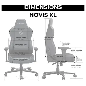 AndaSeat Novis Ultra XL Series Ergonomic Gaming Chair, 5cm Raised Lumbar, Memory Foam Lumbar, Adjustable Armrests, Premium PVC Leather, Elegant Black