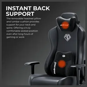 AndaSeat Novis Ultra XL Series Ergonomic Gaming Chair, 5cm Raised Lumbar, Memory Foam Lumbar, Adjustable Armrests, Premium PVC Leather, Elegant Black