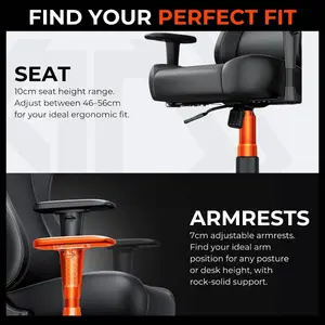 AndaSeat Novis Ultra XL Series Ergonomic Gaming Chair, 5cm Raised Lumbar, Memory Foam Lumbar, Adjustable Armrests, Premium PVC Leather, Elegant Black