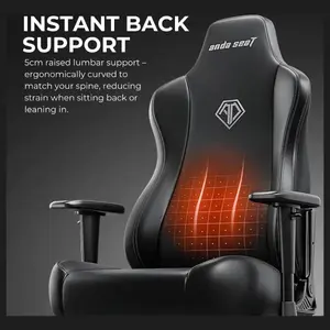 AndaSeat Novis Ultra XL Series Ergonomic Gaming Chair, 5cm Raised Lumbar, Memory Foam Lumbar, Adjustable Armrests, Premium PVC Leather, Elegant Black