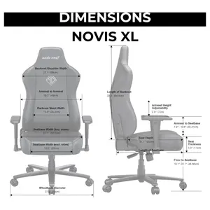 AndaSeat Novis Ultra XL Series Ergonomic Gaming Chair, 5cm Raised Lumbar, Memory Foam Lumbar, Adjustable Armrests, Premium PVC Leather, Elegant Black