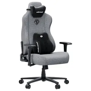 Anda Seat Novis Ultra Gaming Chair, Extra Large, Linen Fabric, 90-155 Degree Recline With 15 Degree Rocking, Grey, AD23-XL-01-G-F-G02