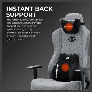 Anda Seat Novis Ultra Gaming Chair, Extra Large, Linen Fabric, 90-155 Degree Recline With 15 Degree Rocking, Grey, AD23-XL-01-G-F-G02
