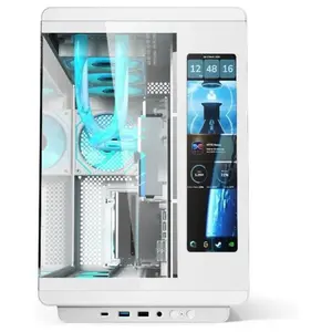 Acer U600 Casing, Built-in LED Display, 4 Pre-installed Fans, Tempered Glass Side Panel, Supports ATX Micro ATX Mini ITX, White