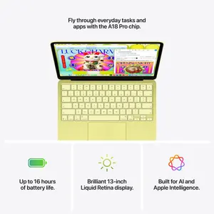 Apple MacBook Neo, Apple A18 Pro 6-Core Chip, 8GB Unified RAM 256GB SSD, 13" 2408 x 1506 Liquid Retina Display, 5-Core GPU 16-Core Neural Engine, macOS with Apple Intelligence, Citrus MHFD4PA/A