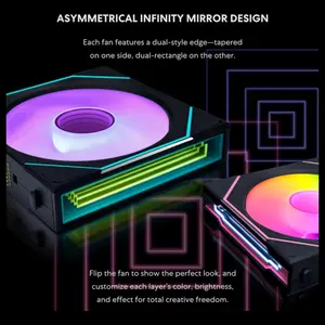Lian Li UNI Fan SL-Infinity Wireless 120 Triple Pack, 2.4GHz Wireless ARGB Fan Control, Double Infinity Mirror Design, 2300RPM, Controller Included, Black 12SLIN1W3B