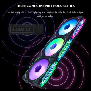 Lian Li UNI Fan SL-Infinity Wireless 120 Triple Pack, 2.4GHz Wireless ARGB Fan Control, Double Infinity Mirror Design, 2300RPM, Controller Included, Black 12SLIN1W3B