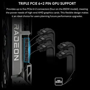 Lian Li SX Series Modular Power Supply, 1000W, 80 PLUS Platinum Efficiency, ATX 3.1 and PCIe 5.1 Compliant, Fully Modular Braided Cables, 120mm FDB Fan with Zero RPM Mode, Black SX1000P