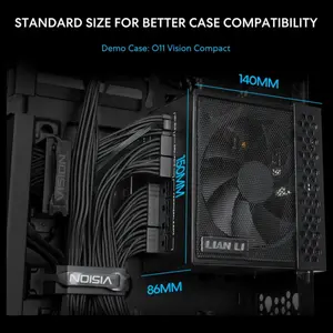 Lian Li SX Series Modular Power Supply, 1000W, 80 PLUS Platinum Efficiency, ATX 3.1 and PCIe 5.1 Compliant, Fully Modular Braided Cables, 120mm FDB Fan with Zero RPM Mode, Black SX1000P