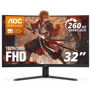 AOC C32G42ZE Curved Gaming Monitor, 31.5" FHD 1920x1080, 240Hz Native to 260Hz Overclocked, VA, 0.3ms, Adaptive-Sync, AMD FreeSync Premium, DP 1.4 and HDMI 2.0