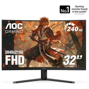AOC C32G42ZE Curved Gaming Monitor, 31.5" FHD 1920x1080, 240Hz Native to 260Hz Overclocked, VA, 0.3ms, Adaptive-Sync, AMD FreeSync Premium, DP 1.4 and HDMI 2.0