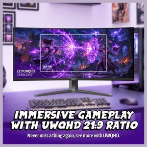 AOC AGON 34" Curved Gaming Monitor AGP346UCSD, 3440x1440 UWQHD QD-OLED 360Hz, 0.03ms, HDR 500 True Black, NVIDIA G-SYNC Compatible