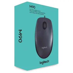 Logitech M90 Wired USB Mouse, 1000 DPI Optical Tracking, 3 Buttons, Ambidextrous