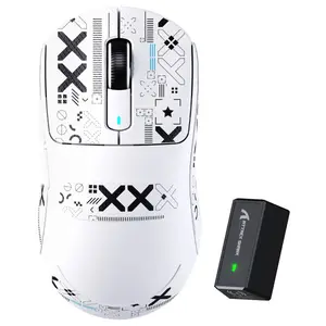 ATTACK SHARK X3 PRO Gaming Mouse, 4K Wired and 8K Wireless, 59g Super Light, PixArt PAW3395 Sensor, BT and 2.4G Wireless and Wired, 6 Adjustable DPI up to 26000, 200 Hours Battery, White