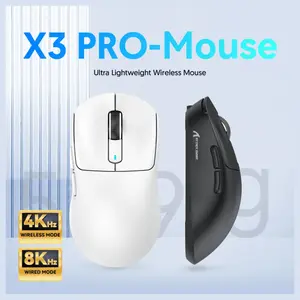 ATTACK SHARK X3 PRO Gaming Mouse, 4K Wired and 8K Wireless, 59g Super Light, PixArt PAW3395 Sensor, BT and 2.4G Wireless and Wired, 6 Adjustable DPI up to 26000, 200 Hours Battery, White
