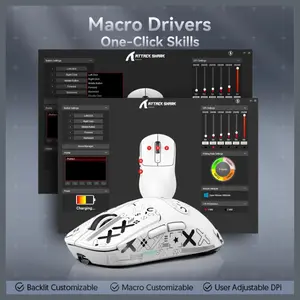 ATTACK SHARK X3 PRO Gaming Mouse, 4K Wired and 8K Wireless, 59g Super Light, PixArt PAW3395 Sensor, BT and 2.4G Wireless and Wired, 6 Adjustable DPI up to 26000, 200 Hours Battery, White