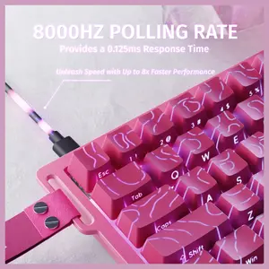 ATTACK SHARK X68 HE Rapid Trigger Keyboard, 60% Wired 8000Hz, Magnetic Switch, 0.01mm RT Accuracy, Adjustable Actuation 0.1-3.4mm, RGB Backlight, Pink Contours