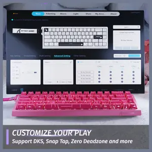 ATTACK SHARK X68 HE Rapid Trigger Keyboard, 60% Wired 8000Hz, Magnetic Switch, 0.01mm RT Accuracy, Adjustable Actuation 0.1-3.4mm, RGB Backlight, Pink Contours