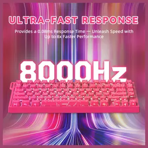 ATTACK SHARK R82 HE Rapid Trigger Keyboard, 75% Wired 8000Hz, 0.005mm RT Accuracy, Adjustable Actuation 0.1-3.4mm, Snap Tap, DKS, RGB Backlight, Pink Contours