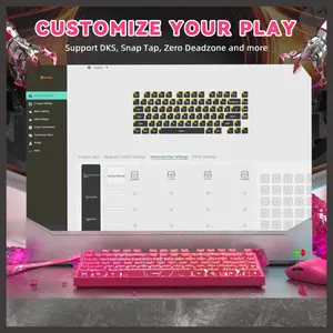 ATTACK SHARK R82 HE Rapid Trigger Keyboard, 75% Wired 8000Hz, 0.005mm RT Accuracy, Adjustable Actuation 0.1-3.4mm, Snap Tap, DKS, RGB Backlight, Pink Contours
